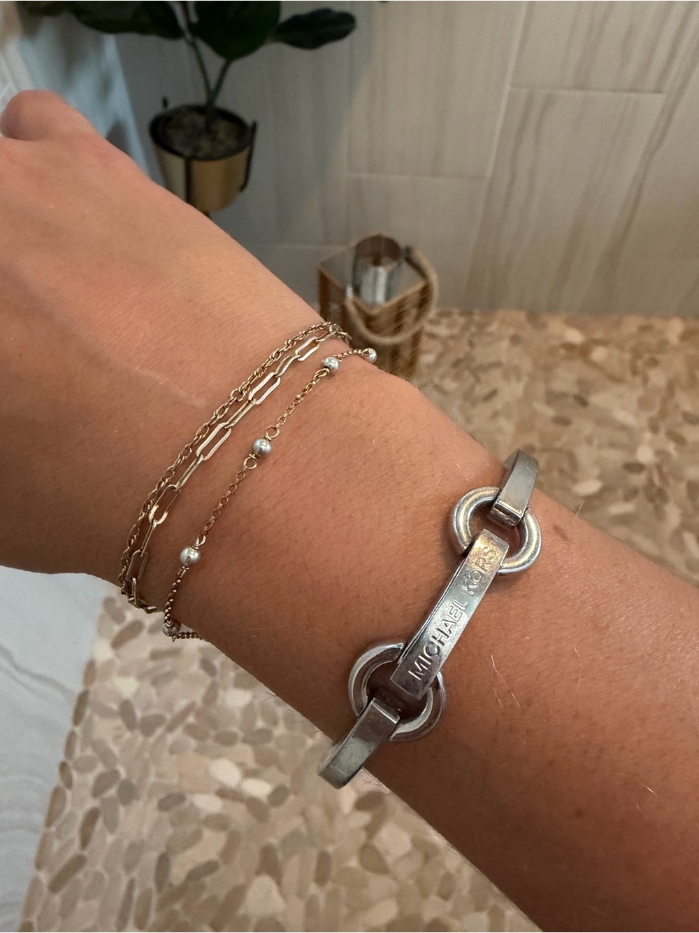 Michael Kors Silver Link Bracelet with Interlocking Rings